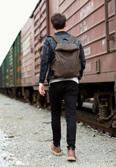 Casual Black Mens Leather 14-inch Large Computer Backpacks Brown College Backpack School Backpacks for men - imessengerbags