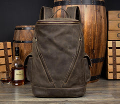 Casual Black Mens Leather 14-inch Large Computer Backpacks Brown College Backpack School Backpacks for men - imessengerbags