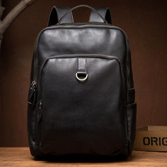 Casual Black Mens Leather 15-inch Computer Backpack Coffee Satchel Backpack School Backpacks for men - imessengerbags