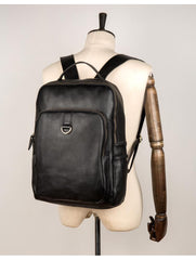 Casual Black Mens Leather 15-inch Computer Backpack Coffee Satchel Backpack School Backpacks for men - imessengerbags