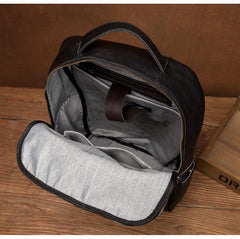 Casual Black Mens Leather 15-inch Computer Backpack Coffee Satchel Backpack School Backpacks for men - imessengerbags