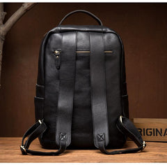 Casual Black Mens Leather 15-inch Computer Backpack Coffee Satchel Backpack School Backpacks for men - imessengerbags