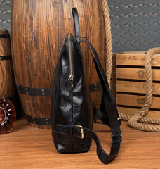 Casual Black Mens Leather 15-inch Computer Backpack Brown Travel Backpack School Backpack for men - imessengerbags