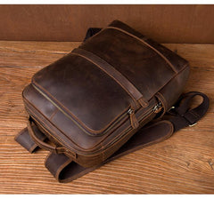 Black Casual Mens Leather 15-inch Computer Backpacks Brown Travel Backpacks School Backpacks for men - imessengerbags