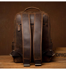 Black Casual Mens Leather 15-inch Computer Backpacks Brown Travel Backpacks School Backpacks for men - imessengerbags