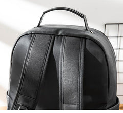 Black Fashion Mens Leather 15-inch Computer Backpacks Black Travel Backpacks College Backpack for men - imessengerbags
