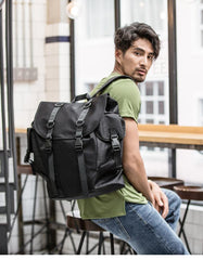 Stylish Black Nylon Mens 15 inches Travel Backpacks Laptop Backpack College Bag for men
