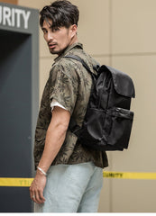 Fashion Black Mens Nylon Backpack Travel Backpacks 15‘’ Laptop Backpack College Bag for men - imessengerbags