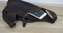 Black Coffee Leather Mens Sling Bag Sling Shoulder Bag Sling On Shoulder Backpack for men - imessengerbags