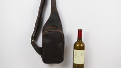 Black Coffee Leather Mens Sling Bag Sling Shoulder Bag Sling On Shoulder Backpack for men - imessengerbags