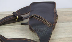 Black Coffee Leather Mens Sling Bag Sling Shoulder Bag Sling On Shoulder Backpack for men - imessengerbags