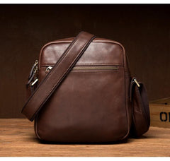 Cool Black Leather Small Courier Bags Brown Vertical Messenger Bag Postman Bag for Men - imessengerbags
