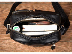 Cool Black Leather Small Courier Bags Brown Vertical Messenger Bag Postman Bag for Men - imessengerbags