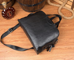 Black Cool Leather 14 inches Shoulder Bag Travel Bags Handbags Luggage Bag for Men - imessengerbags
