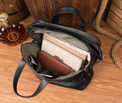 Black Cool Leather 14 inches Shoulder Bag Travel Bags Handbags Luggage Bag for Men - imessengerbags