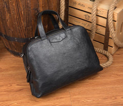 Black Cool Leather 14 inches Shoulder Bag Travel Bags Handbags Luggage Bag for Men - imessengerbags
