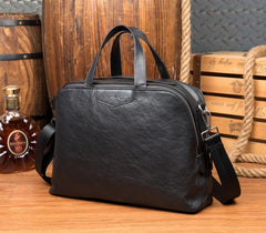 Black Cool Leather 14 inches Shoulder Bag Travel Bags Handbags Luggage Bag for Men
