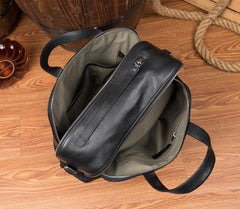 Black Cool Leather 14 inches Shoulder Bag Travel Bags Handbags Luggage Bag for Men - imessengerbags