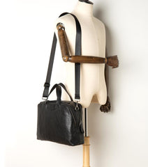 Black Cool Leather 14 inches Shoulder Bag Travel Bags Handbags Luggage Bag for Men - imessengerbags