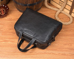 Black Cool Leather 14 inches Shoulder Bag Travel Bags Handbags Luggage Bag for Men - imessengerbags