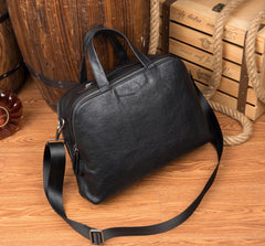 Black Cool Leather 14 inches Shoulder Bag Travel Bags Handbags Luggage Bag for Men - imessengerbags