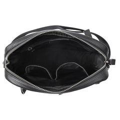 Black Cool Leather Large Zipper Messenger Bag Vertical Brown Side Bag For Men - imessengerbags