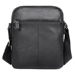 Black Cool Leather Large Zipper Messenger Bag Vertical Brown Side Bag For Men - imessengerbags