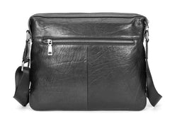 Black Cool Leather Mens 10 inches Side Bag Messenger Bags Black Postman Bags Courier Bag for Men