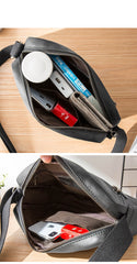 Black Cool Leather Mens Courier bag 10 inches Dark Green Side Bags Messenger Bags for Men - imessengerbags