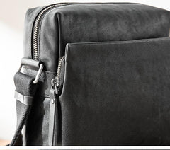Cool Black Leather Mens 10 inches Vertical Messenger Bags Side Bag Courier Bag for Men - imessengerbags