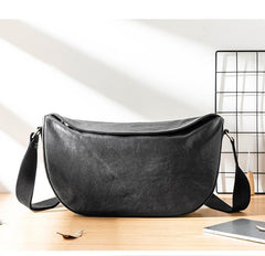 Black Cool Leather Mens 12 inches Side Bag Messenger Bags Casual Bicycle Bags for Men - imessengerbags
