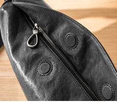 Black Cool Leather Mens 12 inches Side Bag Messenger Bags Casual Bicycle Bags for Men - imessengerbags