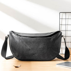 Black Cool Leather Mens 12 inches Side Bag Messenger Bags Casual Bicycle Bags for Men - imessengerbags