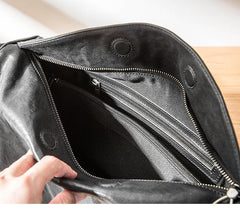Black Cool Leather Mens 12 inches Side Bag Messenger Bags Casual Bicycle Bags for Men - imessengerbags