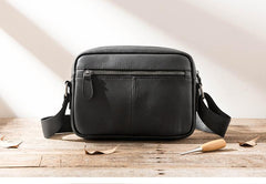 Black Cool Leather Mens Courier Bag Postman Bag Black Messenger Bags Side Bag for Men - imessengerbags