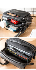 Black Cool Leather Mens Side Bag Postman Bag Small Black Messenger Bags Courier Bag for Men - imessengerbags