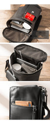 Black Cool Leather Mens 8 inches Vertical Side Bag Messenger Bags Brown Casual Bicycle Bags for Men - imessengerbags