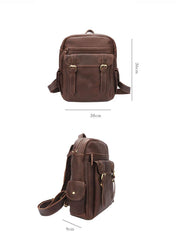 Coffee Cool Leather Mens School Backpack College Backpack 14'' Computer Backpack For Men - imessengerbags