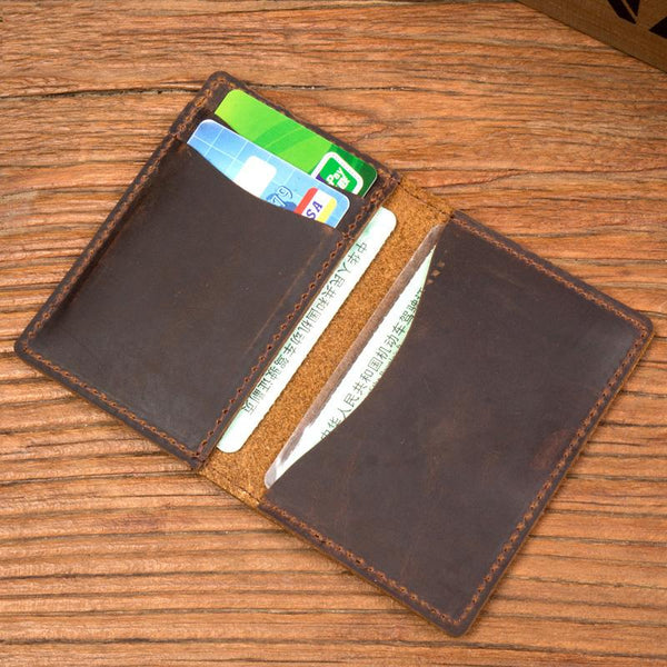 Black Cool Leather Mens Brown Driver's License Wallet Card Wallet Bifold Thin Card Holder For Men - imessengerbags