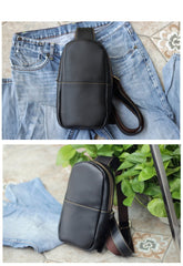 Brown Cool Leather Mens Sling Bag Chest Bag Brown Sling Pack For Men - imessengerbags