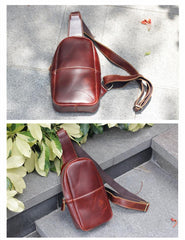 Brown Cool Leather Mens Sling Bag Chest Bag Brown Sling Pack For Men - imessengerbags