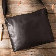 Black Cool Leather Mens Large Messenger Bags Shoulder Bags  for Men