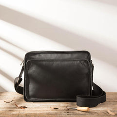 Black Cool Leather Mens Shoulder Bags Messenger Bags for Men - imessengerbags