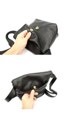 Black Cool Leather Mens Small Postman Bag Messenger Bag Black Courier Bag For Men - imessengerbags