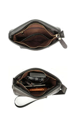 Black Cool Leather Mens Small Postman Bag Messenger Bag Black Courier Bag For Men - imessengerbags