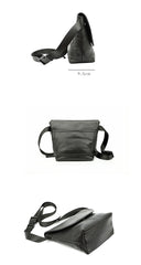 Black Cool Leather Mens Small Postman Bag Messenger Bag Black Courier Bag For Men - imessengerbags