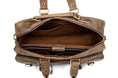 Black Cool Leather Mens Weekender Bag Shoulder Travel Briefcase Duffle Bag Light Brown luggage Bag for Men - imessengerbags