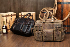 Black Cool Leather Mens Weekender Bag Shoulder Travel Briefcase Duffle Bag Light Brown luggage Bag for Men - imessengerbags
