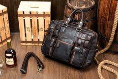 Black Cool Leather Mens Weekender Bag Shoulder Travel Briefcase Duffle Bag Light Brown luggage Bag for Men - imessengerbags