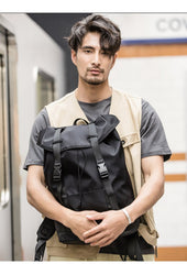 Black Cool Mens Nylon 15 inches Large Student Backpacks Hiking Backpacks Travel Backpacks Laptop Backpack for men - imessengerbags